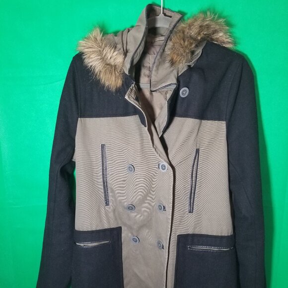 Vans 66 Women Large Fur Hooded Coat Wool Winter Skateboard Retro - Picture 1 of 8